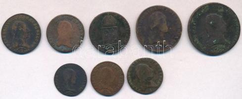 Vegyes: 8db-os, rézpénz tétel az 1800-1816 közötti időszakból, "B", "E" és "...