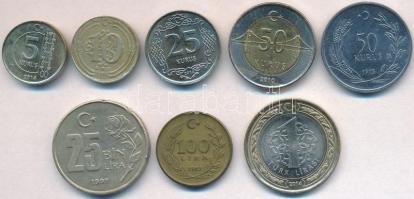 Törökország 1975-2014. 5k-100L (8xklf) T:1-,2 Turkey 1975-2014. 5 Kurus - 100 Lira (8xdiff) C:AU,XF