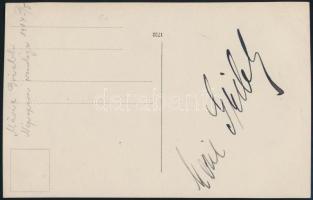 1914 Mizi Gribl (1876-1952) osztrák énekes aláírása az őt ábrázoló fotólap hátoldalán