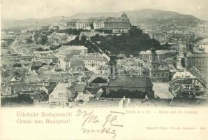 1898 Budapest I. Budai látkép, Tabán és a vár, Schmidt Edgar kiadása (EK)