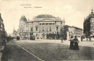 Budapest VIII. Népszínház (ideiglenes Nemzeti színház), villamos, D. T. C. L. (EK)