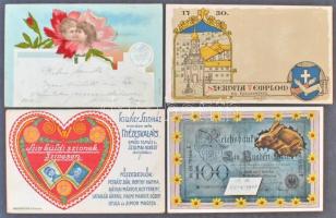 Motívum képeslapgyűjtemény rengeteg századfordulós lappal, sok érdekességgel, litho, dombornyomású l...