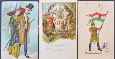 Motívum képeslapgyűjtemény rengeteg századfordulós lappal, sok érdekességgel, litho, dombornyomású l...