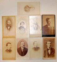 1860-1890 Régi fényképek: Férfi arc- és mellképek (9db)