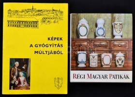 Vegyes könyvtétel, orvostörténet témában, 2 db:  Nékám Lajosné: Régi magyar patikák. Bp., 1971, Corvina. Kiadói egészvászon, kiadói papír véborítóban. Megjelent 2850 példányban. Képes a gyógyítás múltjából. Semmelweis Orvostörténeti Múzeum, Könyvtár és Levéltár. Orvostörténeti közlemények. Bp.,1972, Medicina. Kiadói papírkötés.