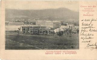 1899 Budapest II. Lipótmező, Hidegkúti út, Cs. és kir. gyalogsági hadapród iskola, intézeti épület a környékkel / Infanterie Cadettenschule (EK)