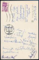 1970 Az FTC vízilabda csapat tagjainak aláírt lapja: Wiesner, Ipacs, Balla, Szellő és mások aláírásaival