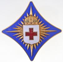 ~1942. A Magyar Vöröskereszt Díszjelvénye aranyozott, zománcozott Br kitüntetés, hátoldalon BERÁN N. BUDAPEST DÖBRENTEI U. 2. gyártói jelzéssel (64x64mm) T:1,1- / Hungary ~1942. Hungarian Red Cross Award Badge gilt, enamelled Br decoration, on the backside BERÁN N. BUDAPEST DÖBRENTEI U. 2. makers mark (64x64mm) C:UNC,AU
