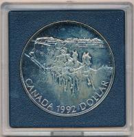 Kanada 1992. 1$ Ag "Postakocsi" T:PP ujjlenyomat, kis patina  Canada 1992. 1 Dollar Ag "Stagecoach service" C:PP fingerprint, small patina Krause KM#210