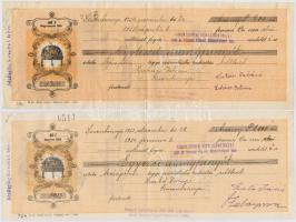 Simontornya 1933-1938. 5db kitöltött váltó, klf felülbélyegzésekkel és bélyegekkel T:III