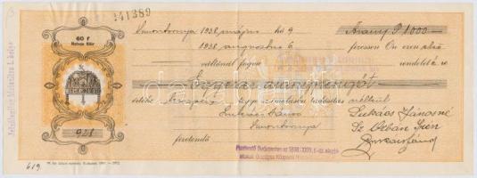 Simontornya 1933-1938. 5db kitöltött váltó, klf felülbélyegzésekkel és bélyegekkel T:III