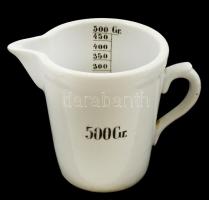 Zsolnay porcelán mérőedény, 500 g, jelzett, kopásnyomokkal, apró sérüléssel, m: 12,5 cm, d: 13 cm