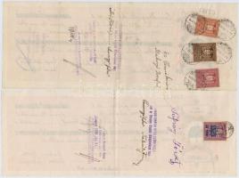 Simontornya / Sáregres 1933-1939. 5db kitöltött váltó, klf felülbélyegzésekkel és bélyegekkel T:III