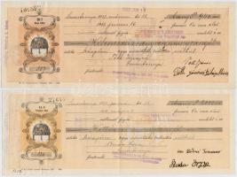 Simontornya / Sáregres 1933-1939. 5db kitöltött váltó, klf felülbélyegzésekkel és bélyegekkel T:III