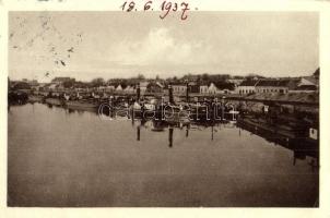 Komárom, Komárno; Cast' Dunaja s prístavom / Dunarészlet a kikötővel, gőzhajók / port, steamships (EK)