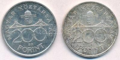 1992. 200Ft Ag "MNB" (2x) T:2 kis patina 
Adamo F13