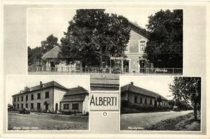 Alberti (Albertirsa), vasútállomás, Állami elemi iskola, automobil, Községháza, Halász Emilné kiadása