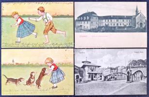 Cipősdoboznyi, min. 7-800 db főleg zsánerképes lap benne sok Stengel, Tucks, hozzá városképek sok ho...