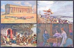 Cipősdoboznyi, min. 7-800 db főleg zsánerképes lap benne sok Stengel, Tucks, hozzá városképek sok ho...