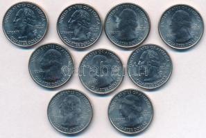 Amerikai Egyesült Államok ~2000. 25c Cu-Ni (9xklf) hátoldalon festett képek, a "Beautiful Ameri...