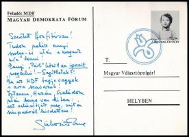 1990 Sinkovits Imre és Kubik Anna, Magyar Demokrata Fórum (MDF) választási nyomtatvány, Sinkovits Im...