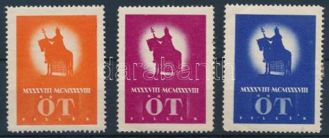 1938 Szent István 3 db klf színű levélzáró bélyeg