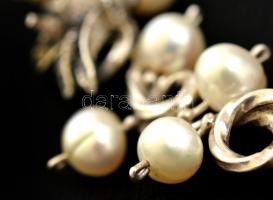 Ezüst(Ag) nyakék, tenyésztett gyöngy díszítéssel, jelzett, h: 50 cm, bruttó: 54,7 g