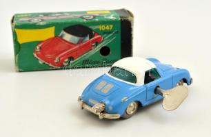 Régi Lilliput Micro-Racer Porsche 1047 felhúzhatós kisautó eredeti dobozában kulccsal, h:10 cm