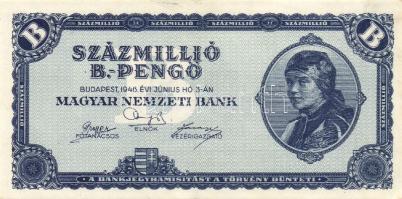 1946. 100.000.000B.-pengő (2x) T:II,II-