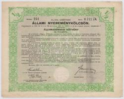 Budapest 1941. "4%-kal kamatozó Állami Nyereménykölcsön" államadóssági kötvénye 50P-ről, s...
