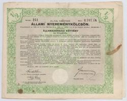 Budapest 1941. "4%-kal kamatozó Állami Nyereménykölcsön" államadóssági kötvénye 50P-ről, s...