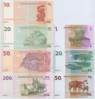 Kongói Demokratikus Köztársaság 1997. 1c + 20c + 50c + 2000. 50Fr + 2003. 10Fr + 20Fr + 2007. 200Fr ...