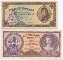 1946. 100.000.000P + 1.000.000.000P + 10.000MP + 100.000MP + 10.000BP mindegyik hamis "Revízión...