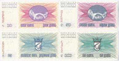 Bosznia-Hercegovina 1992. 10D + 25D + 50D + 100D + 500D + 1000D T:I  Bosnia-Hercegovina 1992. 10 Dinara + 25 Dinara + 50 Dinara + 100 Dinara + 500 Dinara + 1000 Dinara C:UNC