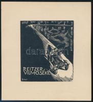Buday György (1907-1990): Ex libris Reitzer Vilmos. Fametszet, papír, jelzett a dúcon, 5×4,5 cm