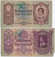 1930. 100P + 1932. 50P + 1936. 10P + 1941. 20P mindegyik hamis nyilaskeresztes "Városi Pártveze...