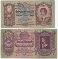 1930. 100P + 1932. 50P + 1936. 10P + 1941. 20P mindegyik hamis nyilaskeresztes "Parancsnokság M...