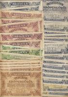 1946. AP tétel 10.000AP T:II (4x),II/III (4x) + 50.000AP 5sz.jegyű T:II + 50.000AP sorozatszám nélkül T:III/IV + 50.000AP vékonybetűs, ékezetek nélkül T:II + 100.000AP számozás nélkül (2x) T:II,III + 100.000AP 5sz.jegyű T:II (1x),III (4x) + 500.000AP fehér papír v.j. nélkül T:II (5x),II/III (13x) + 10.000.000AP (2x) T:II/III,III + 100.000.000AP T:III/IV Összesen 39db!