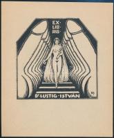 BFY jelzéssel: Erotikus ex libris, Dr. Lustig István. Klisé, papír, jelzett, 11x9,5 cm