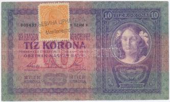 1904. 10K hamis "Montenegro" felülbélyegzéssel és SHS bélyeggel (fake overprint) T:III