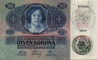 1913-1915. 10K (2x) román ellenbélyegzővel + 20K 2klf román + szerb ellenbélyegzővel + 50K román &qu...