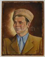Olvashatatlan jelzéssel: Férfi portréja 1947, olaj, vászon, fa keretben, 32×24,5 cm