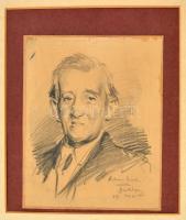 Szántó Lajos (1890-1965): Férfi portréja, szén, papír, jelzett, paszpartuban, 21,5×17 cm