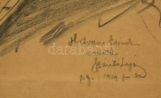 Szántó Lajos (1890-1965): Férfi portréja, szén, papír, jelzett, paszpartuban, 21,5×17 cm