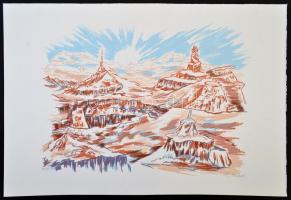 Szilárd Klára (1921- ): Városok, színes szitanyomat, papír, jelzett, számozott (33/75), 38×55,5 cm