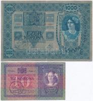 1904. 10K + 1902. 1000K mindkettő hamis Citta di Fiume felülbélyegzéssel (fake overprint) T:III,III-