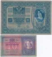 1904. 10K + 1902. 1000K mindkettő hamis "Citta di Fiume" felülbélyegzéssel (fake overprint...