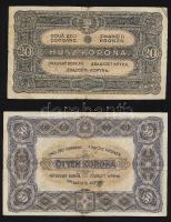 1920. 20f T:II + 1K (2x) egymásutáni sorszámokkal T:I,II + 2K (2x) T:III + 20K T:III + 50K T:II