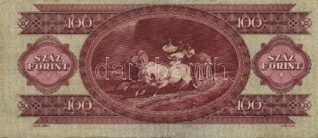 1947. 100Ft erősen felcsúszott elő- és hátlapi nyomat T:II+