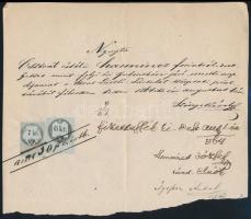 1858-1863 5 klf lerovású nyugta korai okmánybélyegekkel